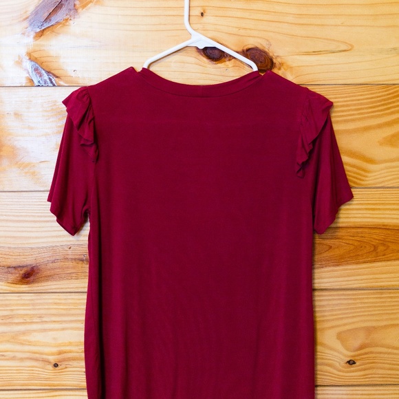 Red Ruffle Shoulder Top - Picture 4 of 5